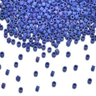 7.5g Miyuki Delica 11/0 Seed Beads, Opaque Matte Rainbow Cobalt DB880