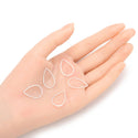 100pcs Teardrop Beading Hoops, Open Back Bezel Frame, Sterling Silver Plated Brass, Size Selections: 16mm/22mm/25mm