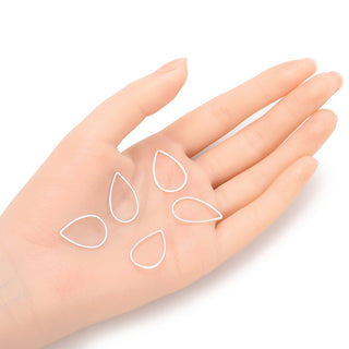 100pcs Teardrop Beading Hoops, Open Back Bezel Frame, Sterling Silver Plated Brass, Size Selections: 16mm/22mm/25mm