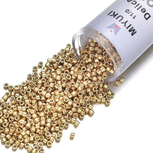 7.5g Miyuki Delica 11/0 Seed Beads, Duracoat Opaque Galvanized Gold DB1832