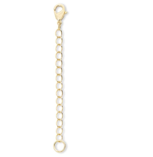 2pcs Sterling Silver Chain Extender with Lobster Claw Clasp, 18K Yellow Gold Plated Cable Chain Extension, Length Selections: 2 inch/3 inch/4 inch/5 inch/6 inch