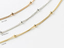 1pc 925 Sterling Silver 1.85mm Bead Station Curb Chain Bracelet, Length Selections: 6.5 inch/7 inch/7.5 inch/8 inch