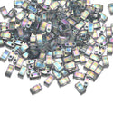 10g Miyuki Half Tila Seed Beads 5x2.3mm, Rainbow Luster Dark Grey (HTL-2440D)