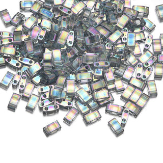 10g Miyuki Half Tila Seed Beads 5x2.3mm, Rainbow Luster Dark Grey (HTL-2440D)