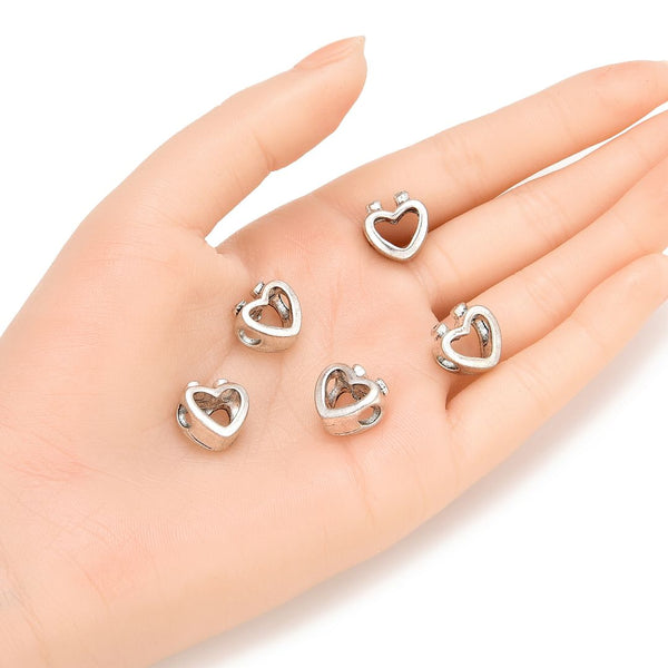 20pcs Love Union Large Hole Beads, Hole ID 4.5mm, Antique Silver, Zinc Alloy Metal, MEC-B1