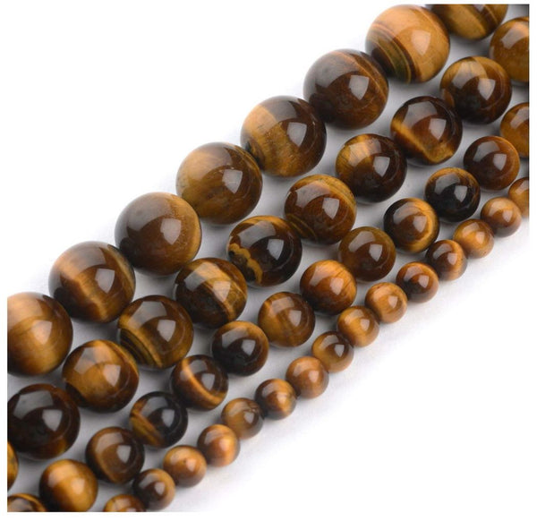 Natural Grade A Yellow Tiger Eye Gemstone Round Beads, 15 Inch/1 Strand, Size Selections: 4mm/6mm/8mm/10mm