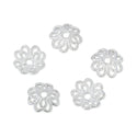 20pcs 925 Sterling Silver Textured Flower Round Bead Caps, Bead End Caps, 7.3mm, Hole ID 1mm, SS232-1