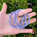 1 Strand Stretch Natural Opague Purple Tanzanite Quartz Beaded Gemstone Bracelet, 6mm Beads, Length Selections: 7 inch/7.5 inch/8 inch