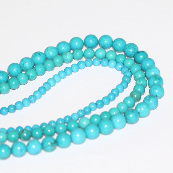 Natural Stabilized Blue Turquoise Gemstone Round Beads, 15 Inch/1 Strand, Size Selections: 4mm/6mm/8mm