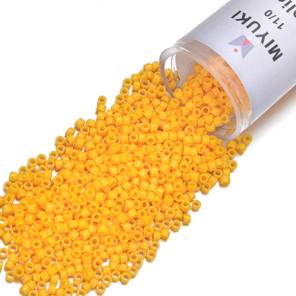 7.5g Miyuki Delica 11/0 Seed Beads, Duracoat Opaque Light Squash DB2103