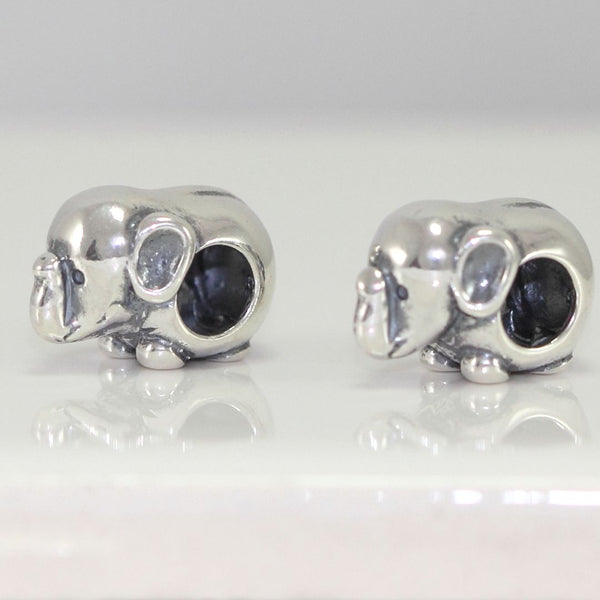 1pc Cute Solid 925 Sterling Silver Elephant Charm Good Luck Bead, Compatible with Pandora All Other Charm Bracelets, EC2-G1