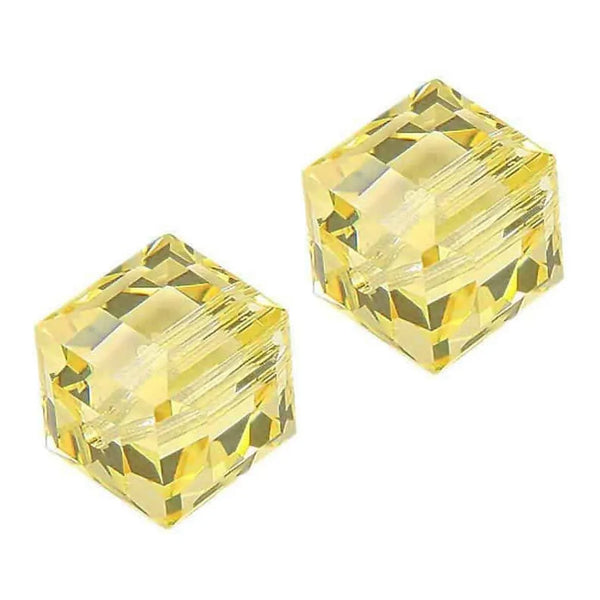 24pcs Adabele Austrian Faceted Cube Crystal Beads #5601, Jonquil Yellow, Size Selections: 4mm/6mm/8mm