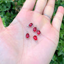 10pcs Grade A January Red Teardrop Birthstone Charm Drop, Sterling Silver Plated Brass, Size Selections: 11x7mm, 14x8mm, 16x9mm