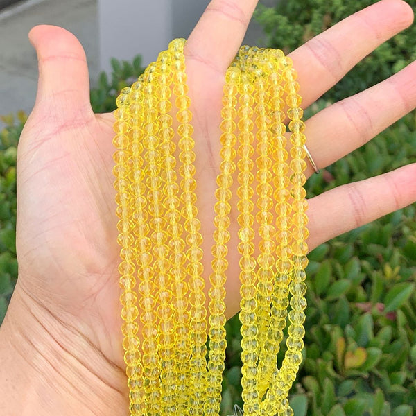 500pcs Creative Club Faceted Rondelle Crystal Glass Beads, Light Topaz, 6x4mm, Hole ID 1mm, CCR609