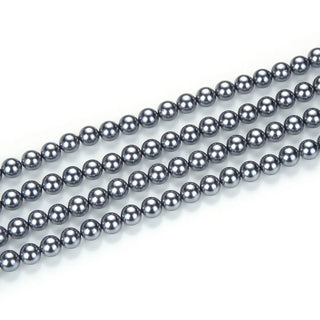 AAA Grade Natural Shell Pearl Round Beads, Freshwater Mother Of Pearl Nacre, Dark Silver, 1 Strand/15 Inch, Size Selections: 4mm/6mm/8mm