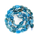 Natural Blue Apatite Gemstone Oval Tumbled Pebble Beads, Irregular, 6mm to 8mm, Hole ID 1mm, 15 Inch/1 Strand, GZ11-18