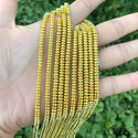 Grade A Natural Hematite Gemstone Rondelle Beads, Gold Plated, 2 Strands/380pcs Beads, 4x2mm/Small, Hole ID 1mm, GFC7-3