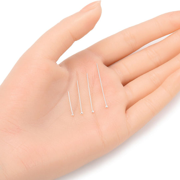 20pcs 925 Sterling Silver Ball Headpin Head Pins, 0.7mm/21 Gauge, Length Selections: 18mm/25mm/30mm/35mm
