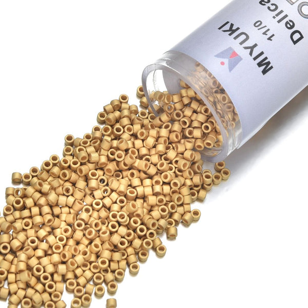 7.5g Miyuki Delica 11/0 Seed Beads Transparent Matte 24Kt Gold Plated DB331
