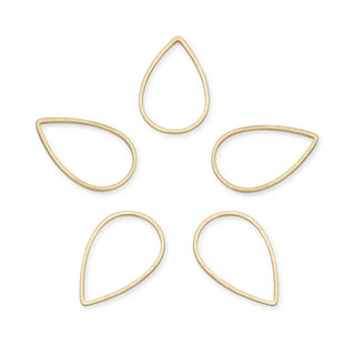50pcs Raw Brass Teardrop Beading Hoops, Open Back Bezel Frame, Unplated/Uncoated, 0.8mm/20 Gauge, Size Selections: 16mm/22mm/25mm