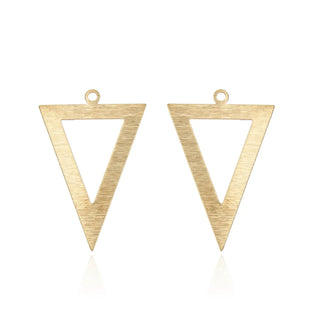 20pcs Brushed Raw Brass Large Hollow Triangle Pendant Drop, 26mm, Unplated/Uncoated, CF-A8
