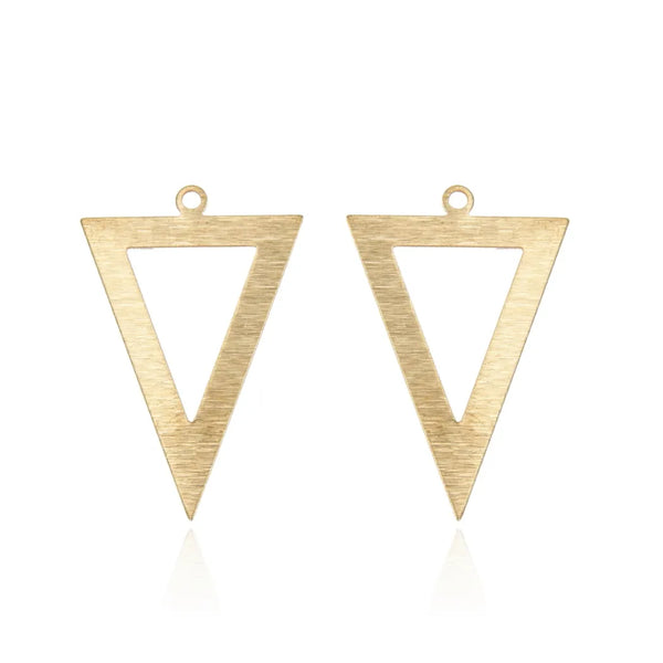 20pcs Brushed Raw Brass Large Hollow Triangle Pendant Drop, 26mm, Unplated/Uncoated, CF-A8
