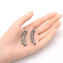 10pcs Large Hole Curved Filigree Grapevines Noodle Tubes, Antique Silver, 40mm (1.57 Inch),  Hole ID 4.5mm, MC-L2