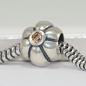 1pc 925 Sterling Silver Flower Charm November Birthstone Cubic Zirconia CZ, Compatible with Pandora All Other Charm Bracelet, EC8