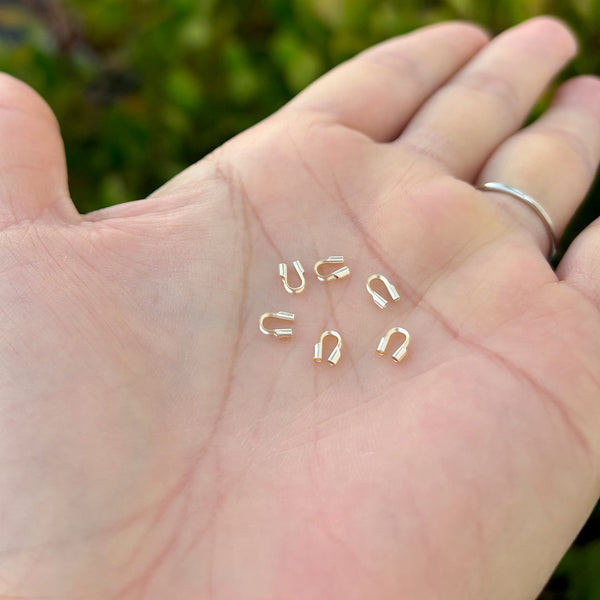 20pcs Real 1/20 14K Gold Filled Wire Guards Cable Thimble, Hole ID Selections: 0.5mm/0.8mm/1.14mm