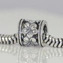 1pc Solid 925 Sterling Silver Flower Bead Charm, Compatible with Pandora All Other Charm Bracelet, EC132