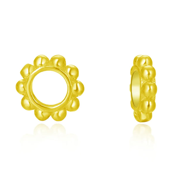 10pcs 925 Sterling Silver Large Hole Flat Daisy Flower Rondelle Beads, Real 18K Yellow Gold Plated, 8mm, Hole ID 4mm, SS435-2