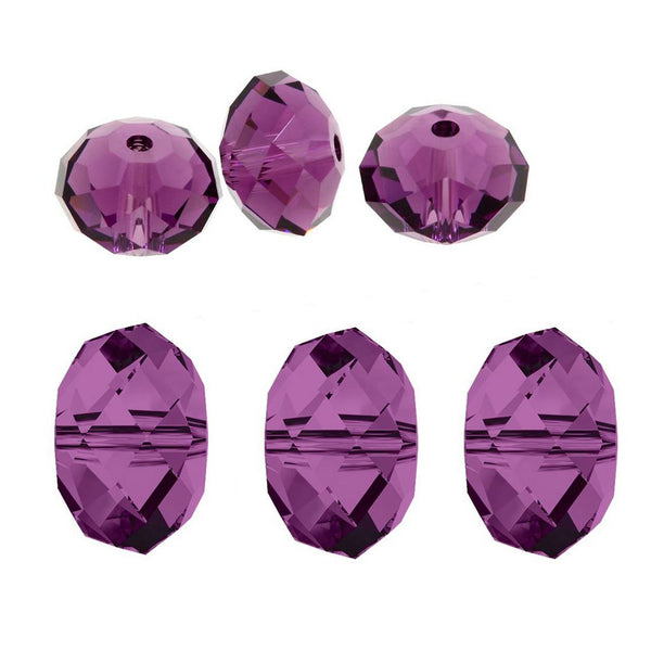 24pcs Adabele Austrian Faceted Rondelle Crystal Beads #5040, Amethyst, Size Selections: 6x4mm, 8x6mm, 10x8mm