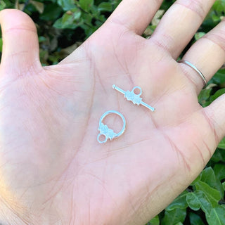 2 sets 925 Sterling Silver Flower Toggle Clasps, T-Bar Jewelry Closure, Size Selections: 9mm/12mm/15mm