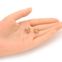 1 Pair 925 Sterling Silver November Birthstone Butterfly Stud Earrings, 10mm, Cubic Zirconia CZ Yellow Topaz Stone, SSE83-11