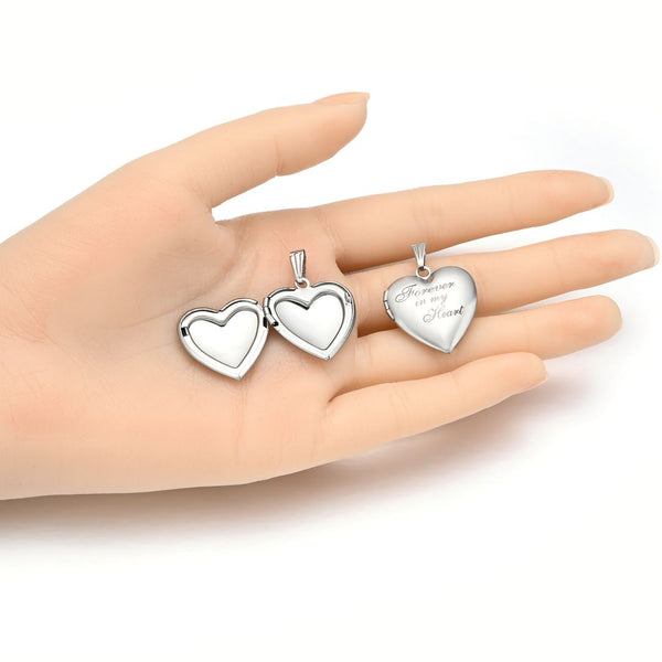 5pcs 316 Surgical Stainless Steel Living Memory Floating Lockets "Forever in My Heart", 25mm Heart Waterproof Pendants, MP-B3