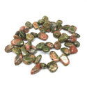 Natural Unakite Jasper Gemstone Petal Keishi Beads, Irregular, 10mm-20mm, Hole ID 1mm, 1 Strand/15 Inch, GZ6-36