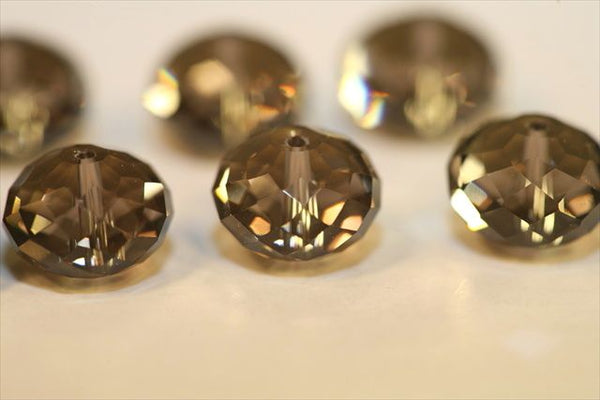 24pcs Adabele Austrian Faceted Rondelle Crystal Beads #5040, Smoked Quartz, Size Selections: 6x4mm, 8x6mm, 10x8mm