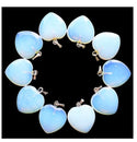 4pcs Synthetic Lab Created White Opal Gemstone Pendants, 20mm Heart Shaped Stone Drops, G2P-H6