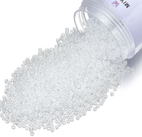 25g Miyuki Rocaille 15/0 Seed Beads Translucent Luster Crystal Clear RR-160