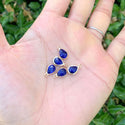 10pcs Grade A September Sapphire Blue Teardrop Birthstone Charm Drop, 18K Yellow Gold Plated Brass, Size Selections: 11x7mm, 14x8mm, 16x9mm