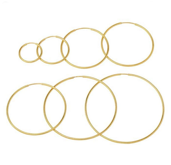 1 Pair Real 18K Yellow Gold Plated Sterling Silver Round Circle Hoop Earrings, 10mm/0.4 Inch, Small, SSE87-A