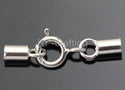 5pcs 925 Sterling Silver Tube Cord End Cap Clasps, Tarnish Resistant Rhodium Plated, Glue In Cord End, 17.8mm, Hole ID 2mm, SS148-2