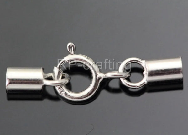 5pcs 925 Sterling Silver Tube Cord End Cap Clasps, Tarnish Resistant Rhodium Plated, Glue In Cord End, 17.8mm, Hole ID 2mm, SS148-2