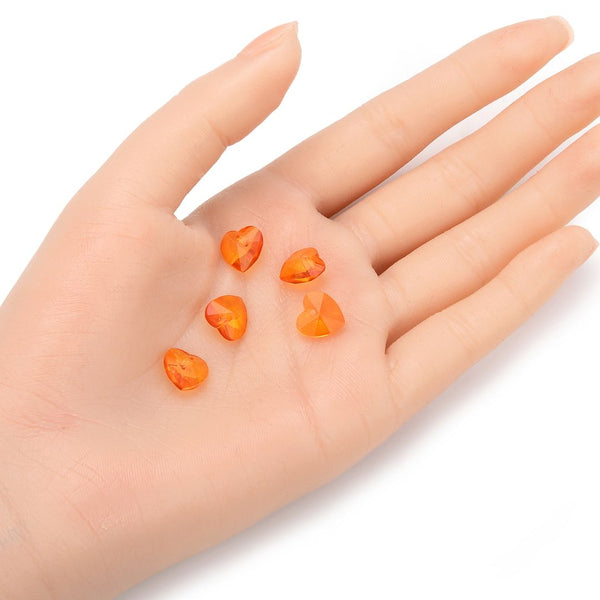 20pcs Top Drilled Valentine Heart Drop Crystal Beads, November Topaz Yellow Birthstone Beads, 10mm, Hole ID 1mm, BB15-11