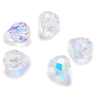 24pcs Adabele Austrian Faceted Teardrop Crystal Beads #5500, Clear AB, 12mm x 10mm, Hole ID 1.2mm, SST-1202