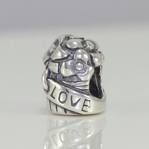 1pc Solid 925 Sterling Silver Flower Bouquet Charm Love Bead Charm, Compatible with Pandora All Other Charm Bracelet, EC151