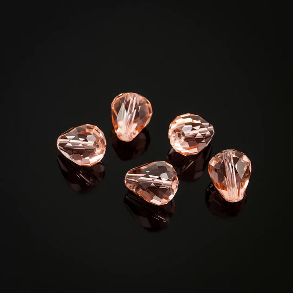 24pcs Adabele Austrian Faceted Teardrop Crystal Beads #5500, Light Peach Pink, 12mm x 10mm, Hole ID 1.2mm, SST-1218