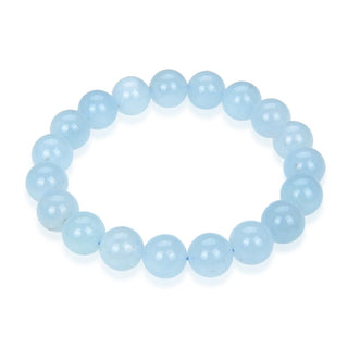 1 Strand Stretch Natural Blue Aquamarine Beaded Gemstone Bracelet, 8mm Bead, Length Selections: 7 inch/7.5 inch/8 inch/8.5 inch
