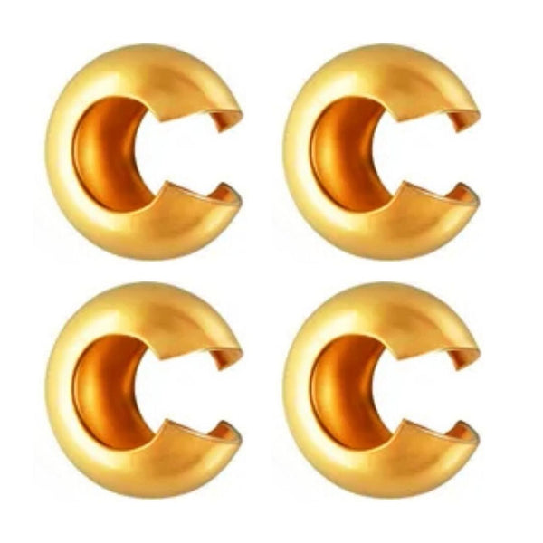 100pcs Tarnish Resistant Crimp Bead Knot Cover, 18K Yellow Gold Plated Brass, Size Selections: 3mm/4mm/5mm/6mm