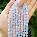 Natural Blue Lace Agate Gemstone Oval Tumbled Pebble Beads, Irregular, 8mm to 10mm, Hole ID 1mm, 15 Inch/1 Strand, GZ12-2